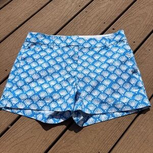 J Crew Factory Blue Abstract Shell Chino Shorts Size 4, Summer, Beach, Picnic